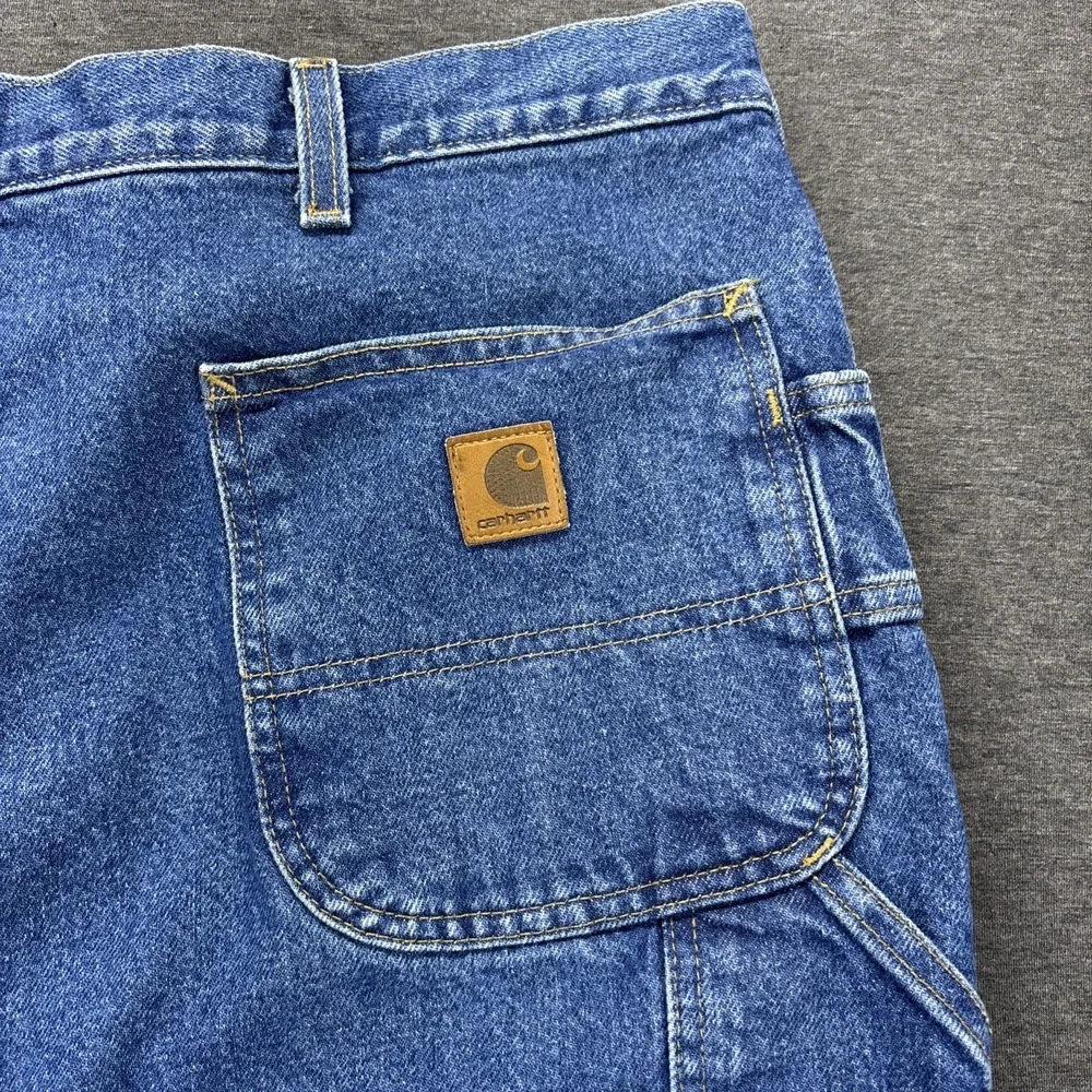 VTG Carhartt B200 DST Fleece Lined Carpenter Jeans 40x32 Blue Denim Workwear Y2K